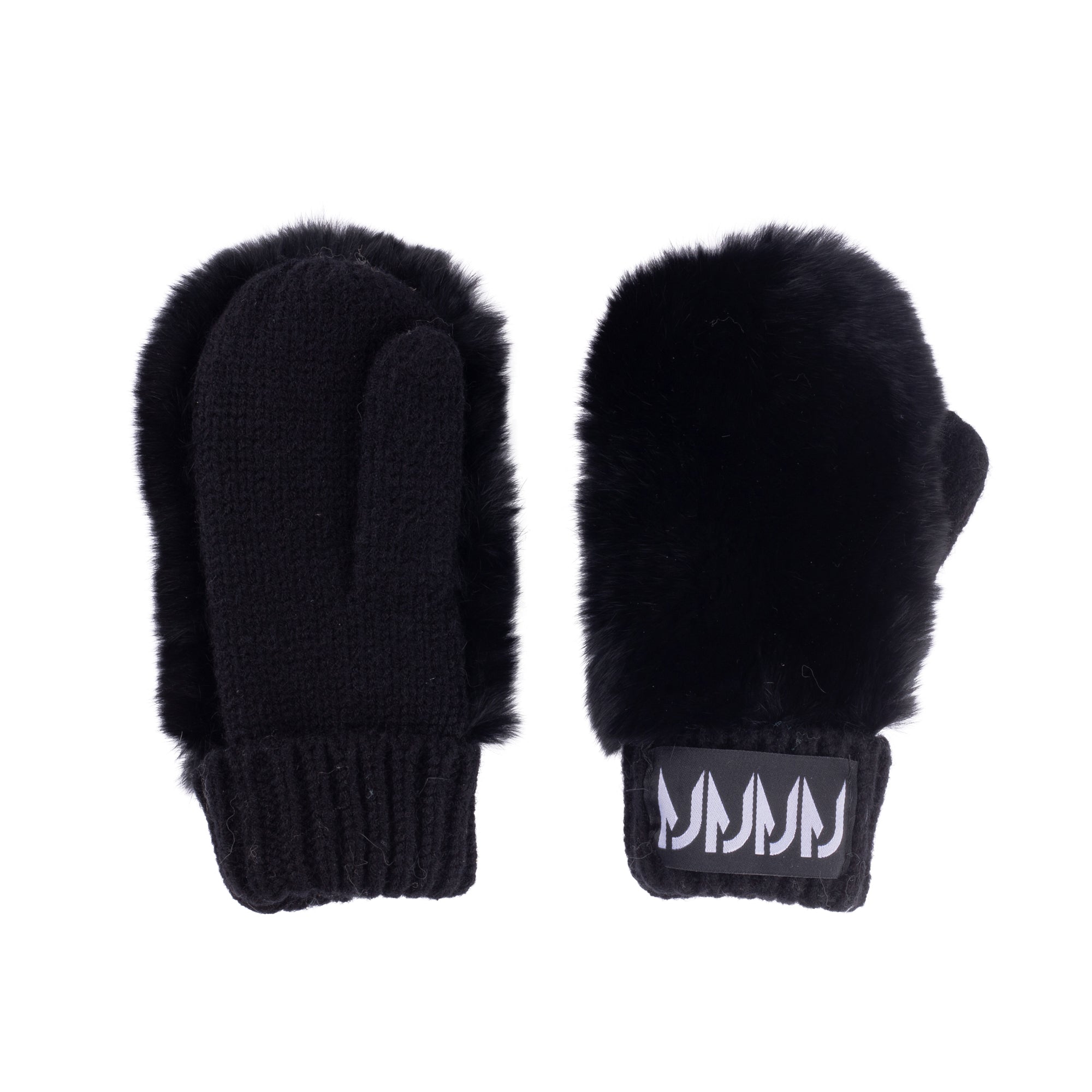 Rabbit Fur Gloves – Black - Manteau Jr