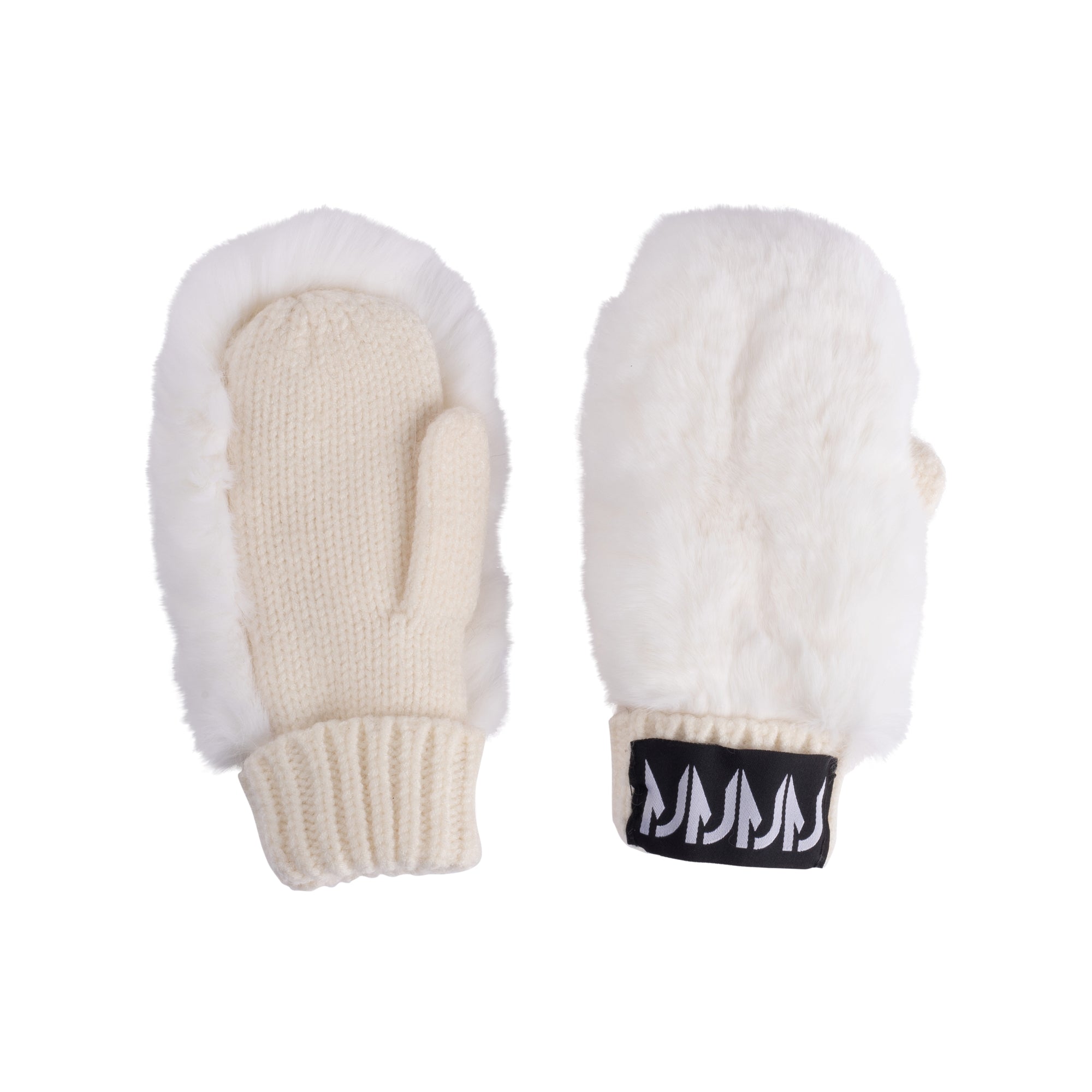 Rabbit Fur Gloves – White - Manteau Jr